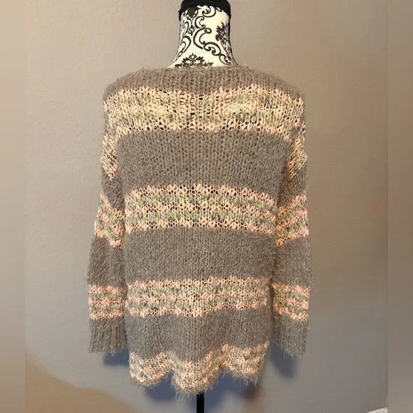 FREE PEOPLE Linus Striped Fuzzy Open Knit Sweater - Picture 4 of 7